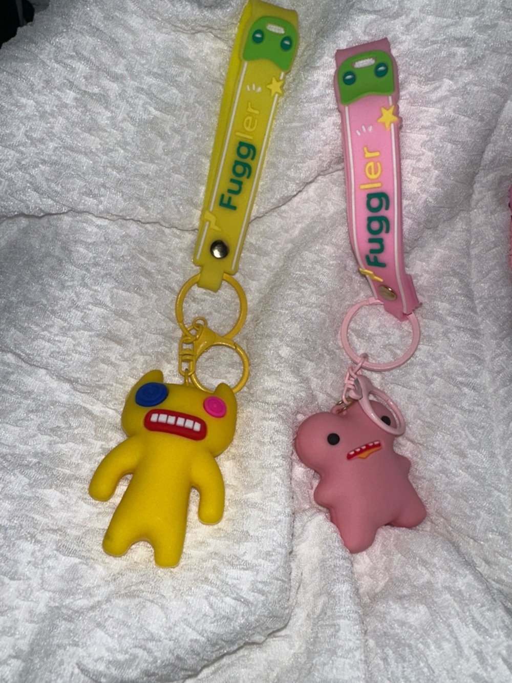 Fuggler Kids Keychain Toy - Yellow & Pink Character Key Rings